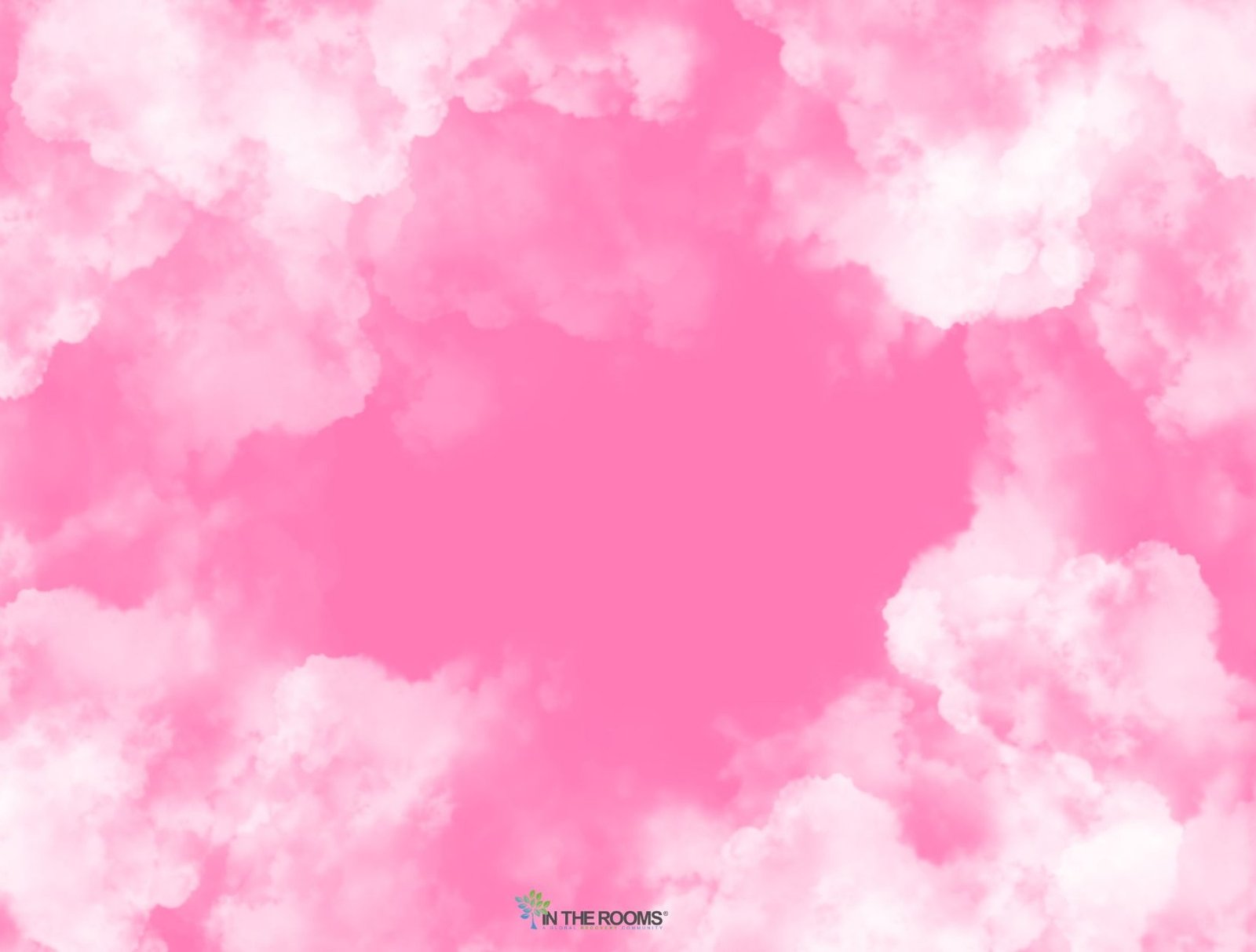 Pink watercolor clouds surrounding a bright pink sky.